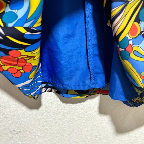 J Crew Mercantile A Line Faux Wrap Dress Blue 8 Colorful Floral Print Tropical - Picture 8 of 14